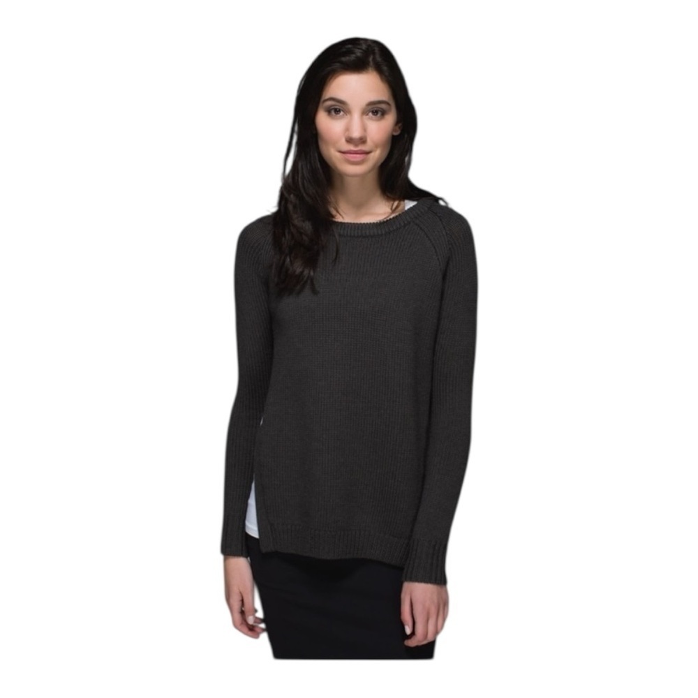 Lululemon Merino Wool Knit Sweater Yin To You Heathered Dark Wren Gray - Size 6